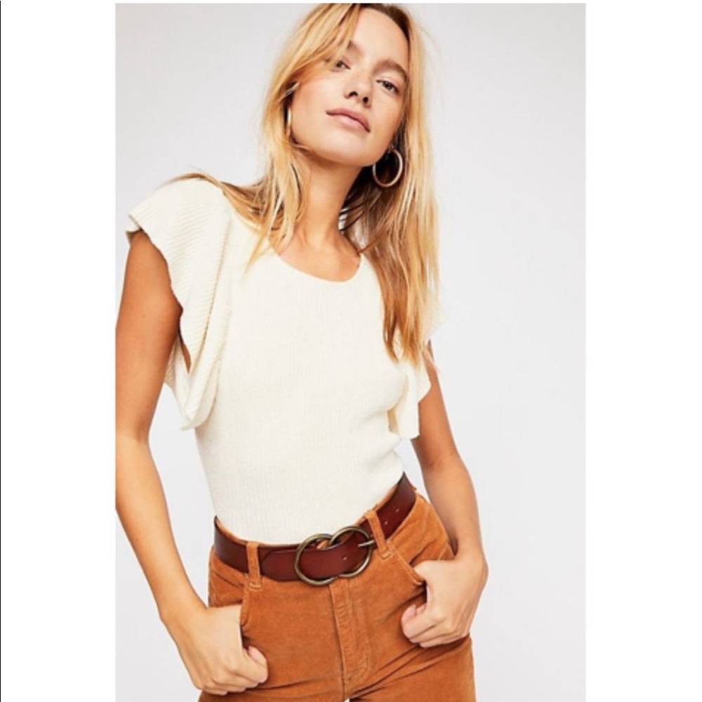 Free People One Nikita Ruffle Sleeve Top